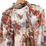 Molly Bracken  Women’s Size S Fall Leaf Printed High Neck Long Sleeve Top Blouse Photo 2