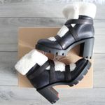 Christian Louboutin Black Cream Pole Chic 70mm Shearling Heeled Ankle Boot Photo 6