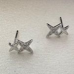 Small CZ Star Stud Earrings for Men Women,Streetwear Hip Hop Unisex Style Silver Photo 0