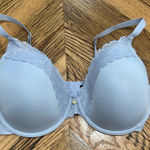 Natori  Bra 34DD Lavender Lace Underwire Lightly Lined Demi Gold Hardware Photo 0