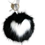 Victoria's Secret Victoria’s Secret VS Black and White Fuzzy Heart Pom Pom Keychain Bag Charm Photo 5