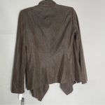Tahari ASL faux leather blazer draped shawl jacket size‎ 2 Brown Photo 1