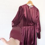 Veiled Long Sleeve Maxi Dress in Burgundy Red Size L Photo 3