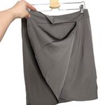 Trina Turk Gray Shiny Cascade Ruffle Front Faux Wrap Pencil Skirt Photo 1