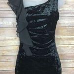 Iz Byer  blouse sleeveless velvet ruffle medium Y2K black Photo 0