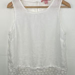 Marina Luna Linen White Crochet Trim Sleeveless Top size Medium Photo 0
