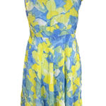 Madison Leigh Dress Floral Print Sleeveless Midi Blue Yellow Women's Size 8 Photo 0