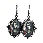 Handmade Gothic Victorian Witch Cameo Earrings Black Metal Love Potion Design Love Spells Photo 0