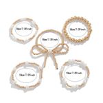 NEW 5pc set Boho Chunky Gold Beaded Bracelet Set Coquette Bow with Pearls Photo 3