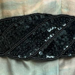 Vintage Black Sequin Waist Belt Elastic Formal Evening Dressy Sequin Belt Photo 0