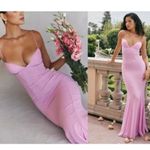 House Of CB  Loren Georgette Mermaid Gown in Pink Size Medium Photo 13