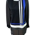 Ming Wang Toula Blue White Graphic Knit Shirt Sz XX Small Photo 0