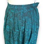 Vintage 90s Pleated Maxi Skirt Turquoise Blue Black Paisley Print Textured 6 Photo 3