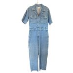 Faherty  Denim Michelle Short Sleeve Jumpsuit Light Blue Wash Size 6 NEW Photo 3
