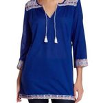 J. McLaughlin NWT  Embroidered Tassel Paget Tunic Women's Royal Blue Shirt Medium Photo 0