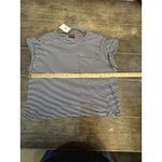 MOTHER The Keep On Rolling Pocket Stripe Tee Size Medium Cream and Navy Blue Photo 11