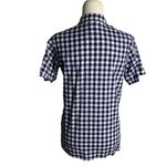 Quacker Factory  Embroidered Button Up Shirt XXS Blue Gingham Short Sleeves Photo 4