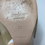 Miu Miu  tan patent leather gold heel slingbacks Photo 9