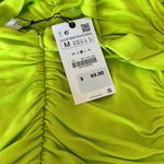 ZARA NWT   Neon Lime Green Cutout Draped Ruched Mini Dress Photo 5