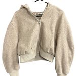 ZARA small cropped Tan Zip-Up Hoodie Photo 2