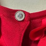 Cable & Gauge  red viscose blend cardigan sweater with floral accents Petite Large Photo 5