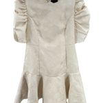 DO+BE Cream Mini Dress L floral puff short sleeve drop waist damask bridal Photo 0