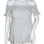 Old Navy  Shirt Womens‎ Medium White Polka Dots Off Shoulder Flowy Ruffle Casual Photo 0