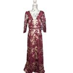 JS Collections  Womens Embroidered Lace Gown Wine Rose Size 6 NWT Photo 1
