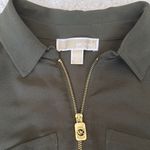 Michael Kors Olive Green Zip-Up Blouse Photo 1