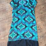 EXPRESS  XS silk teal and black silk square neck mini dress Photo 0