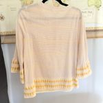 J Jill Pastel Striped 3/4 Flutter Sleeve Boho Organic Cotton Blouse XS Yellow Photo 3
