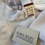 Karen Scott NWT Vintage ‘90s  White Embroidered High Neck Long Sleeve Blouse Photo 5