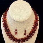 Sterling Silver Artisan Faceted Carnelian Necklace and Drop Earrings Photo 4