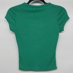 Faded Rose Short Sleeve Baby Tee Junior Small Green Ribbed Embroidered Logo Top Size undefined Photo 1