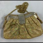 10x6 Shimmery Gold glitter gold drop chain clutch Photo 5