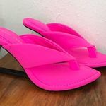 Good American Neon Pink Cinderella Lucite Wedge Heel Thong Scuba Womens Size 4 Photo 0