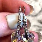 Swarovski Crystal AB Heart Dangle Fish Hook Earrings Silver Photo 0