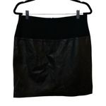 Ann Taylor  Black Leather With Stretch Top Panel Size 8 Mini Skirt. Photo 0