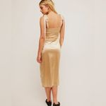 Free People  Casino Got Glam Tie Strap Gold Satin Midi Dress Photo 1