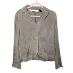 Charles Nolan Jean Jacket Women's Size 14 100% Linen Faded Black Contrast Stitch Gray Photo 0