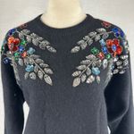 In Charge Vintage 90s Embellished Sweater Angora Lambswool Sequin Floral Black Women Large Photo 1