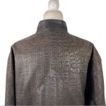 VTG Comint Leather Jacket with croc details and shoulder pads Size Large Brown Photo 10