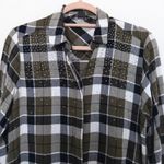 Zara Womens Shirt Size S Green Plaid Flannel Long Sleeve Beaded Grunge Indie Y2K Photo 1