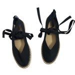 Rothy’s Black Woven Espadrille Flats Women’s Size 10 Lace Up Beach Resort Photo 2