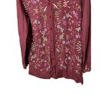 Newport News Burgundy Embroidered Floral V-Neck Button Up Cardigan Top 8 Photo 2
