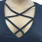 Boston Proper Cotton Black Criss Cross V Neck Long Sleeve Tee Shirt Womens M Photo 2