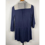 Anthropologie Postmark Blue White Long Roll Tab Sleeve Tie‎ Front Shirt Dress XS Photo 8