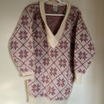 American Vintage Vintage 60s Hilda LTD Icelandic Snowflake Print Sweater Dress Sz M Pastell Pink Photo 0