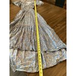 Xirena Gabrielle Cutout short sleeve v neck Maxi Midi blue floral cotton Dress L Size L Photo 5