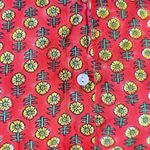 Mod’s Mahal Indian Cotton Block Print Retro 70s Button Down Shirt Size Large Orange Photo 5